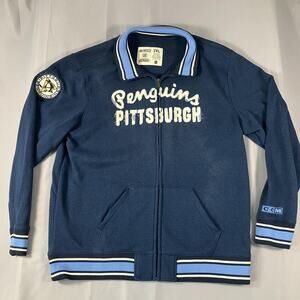 Pittsburgh Penguins Jacket Mens 2XL Blue NHL Hockey Full Zip Reebok Throwback